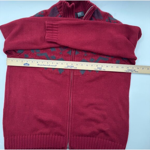 Armani Exchange Full-Zip Knit Sweater XXL Red Nordic Pattern Wool Blend Ribbed C - Picture 11 of 15